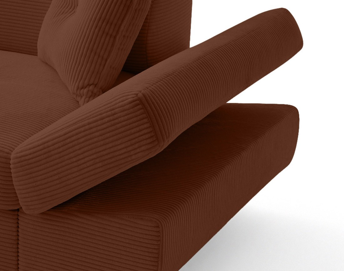 Canapé d'angle gauche convertible et têtières en velours côtelé Lisbona