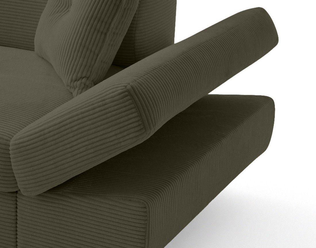 Canapé d'angle gauche convertible et têtières en velours côtelé Lisbona