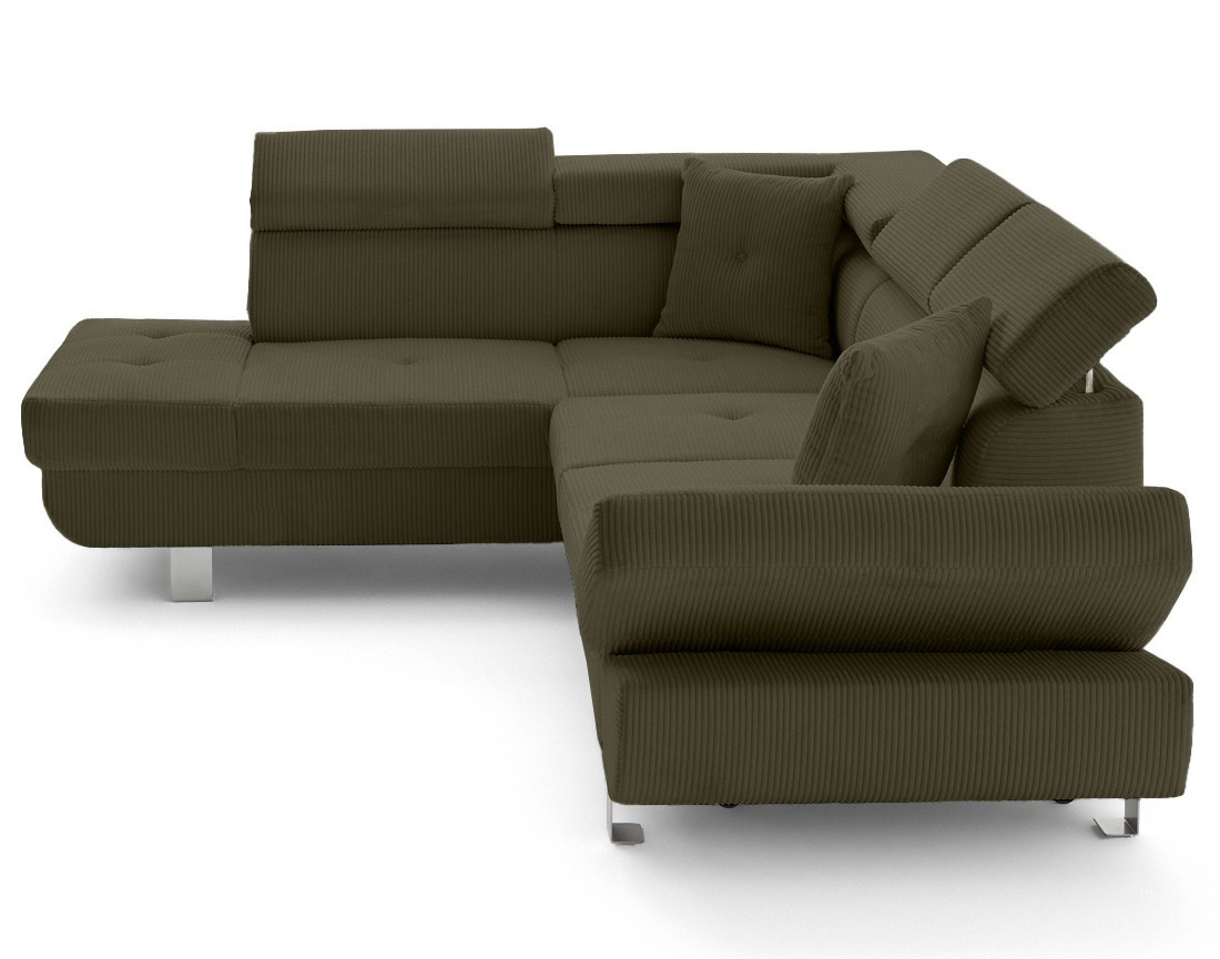 Canapé d'angle gauche convertible et têtières en velours côtelé Lisbona