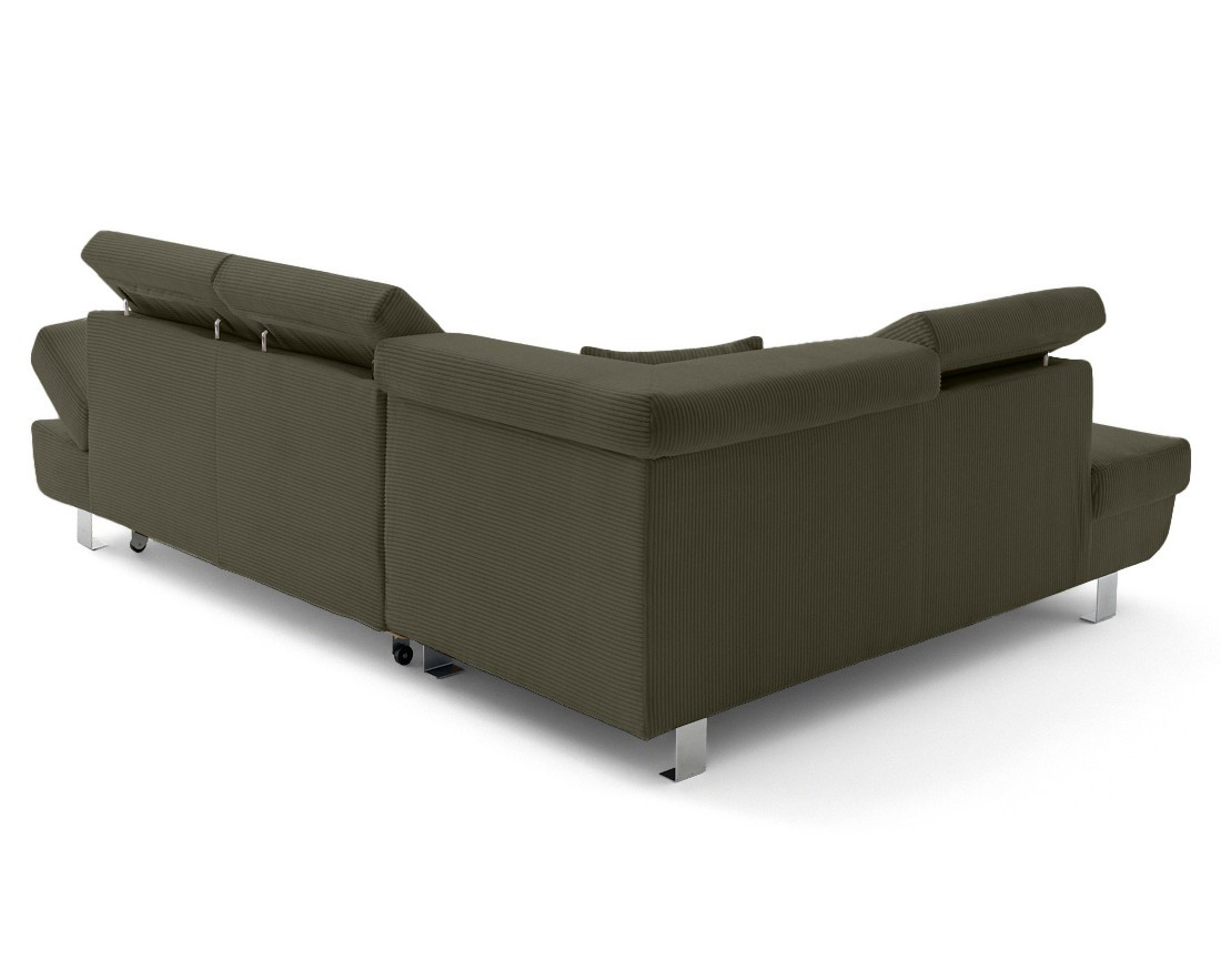 Canapé d'angle gauche convertible et têtières en velours côtelé Lisbona