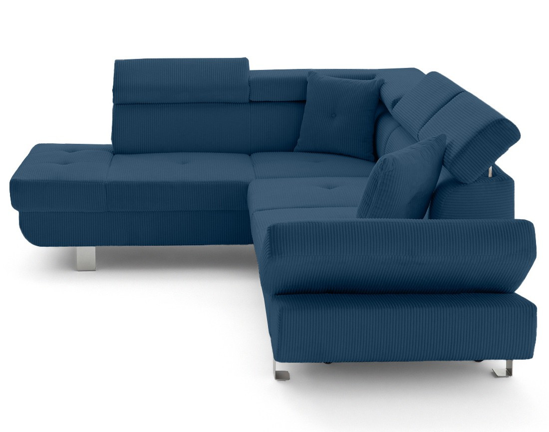 Canapé d'angle gauche convertible et têtières en velours côtelé Lisbona