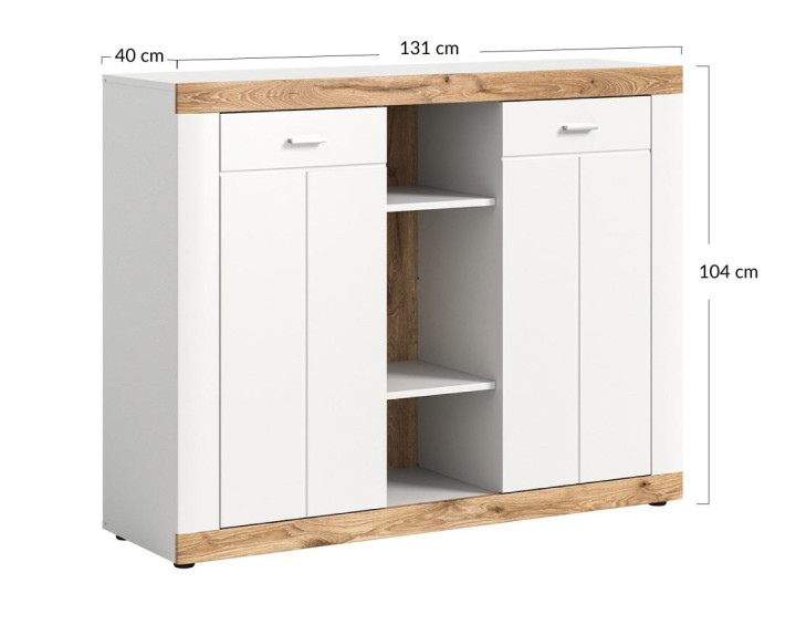 Buffet haut blanc et bois 104x131 cm Coventry