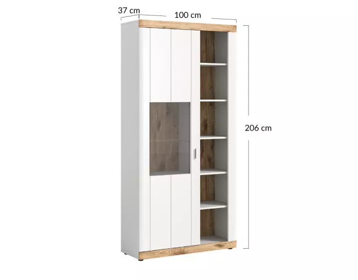 Vitrine blanc et bois 60x159 cm Coventry