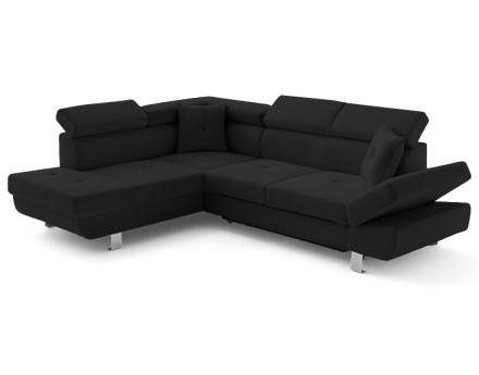 Canapé d'angle gauche convertible et têtières en velours côtelé Lisbona