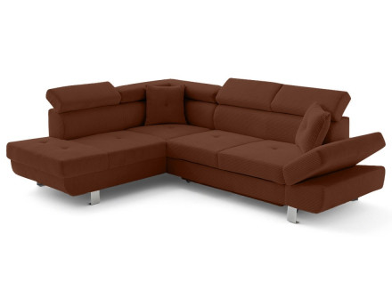Canapé d'angle gauche convertible et têtières en velours côtelé Lisbona