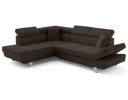 Canapé d'angle gauche convertible et têtières en velours côtelé Lisbona