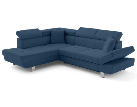 Canapé d'angle gauche convertible et têtières en velours côtelé Lisbona