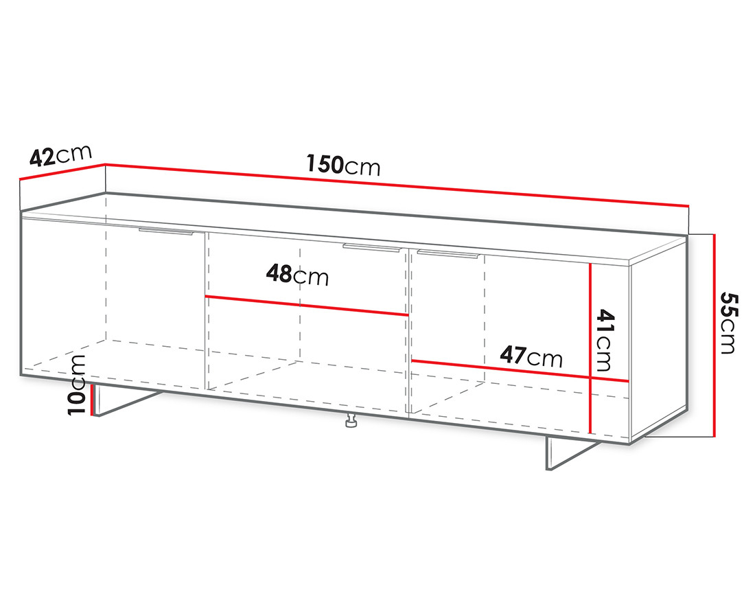 Meuble TV beige  3 portes 150 cm Canterbury