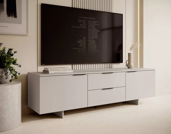 Meuble TV 2 tiroirs beige 180 cm Canterbury