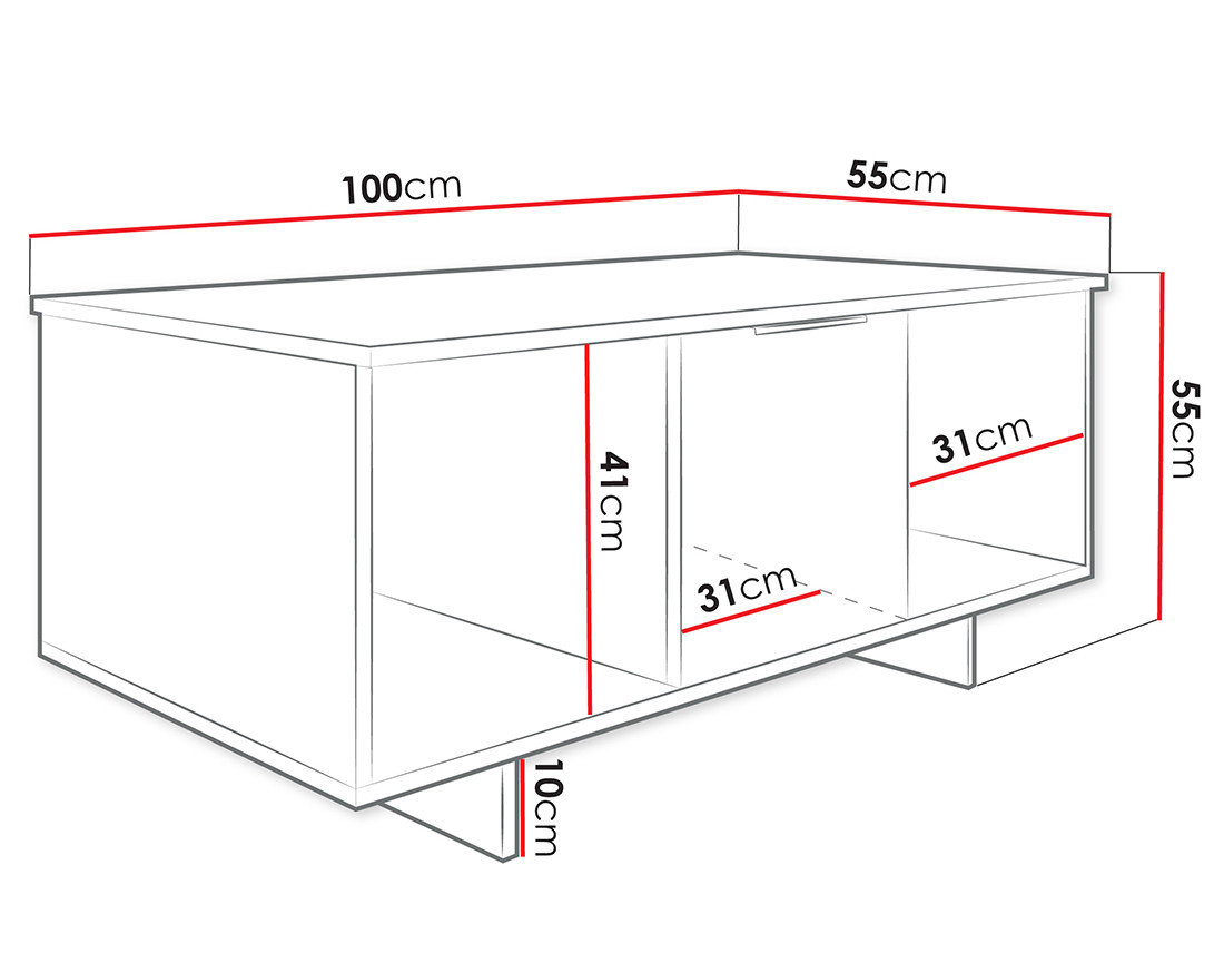 Table basse beige 2 niches et 2 portes 100 cm Canterbury