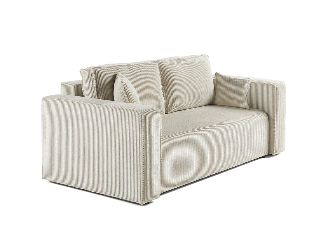 Canapé droit 2 places en velours côtelé Topaze