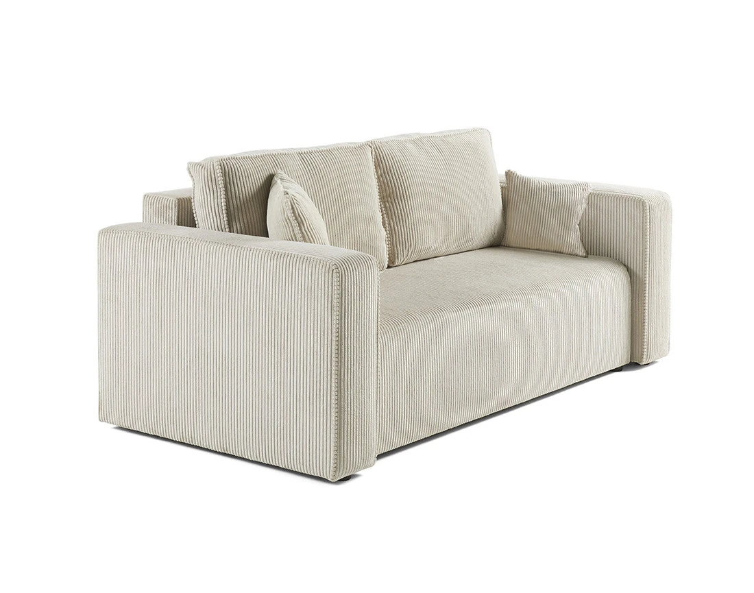 Canapé droit 2 places en velours côtelé Topaze