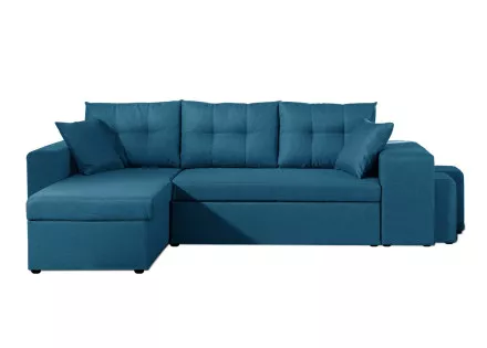 California - Canapé d'angle réversible et convertible avec coffre de rangement - 246x85x145cm - Bleu canard