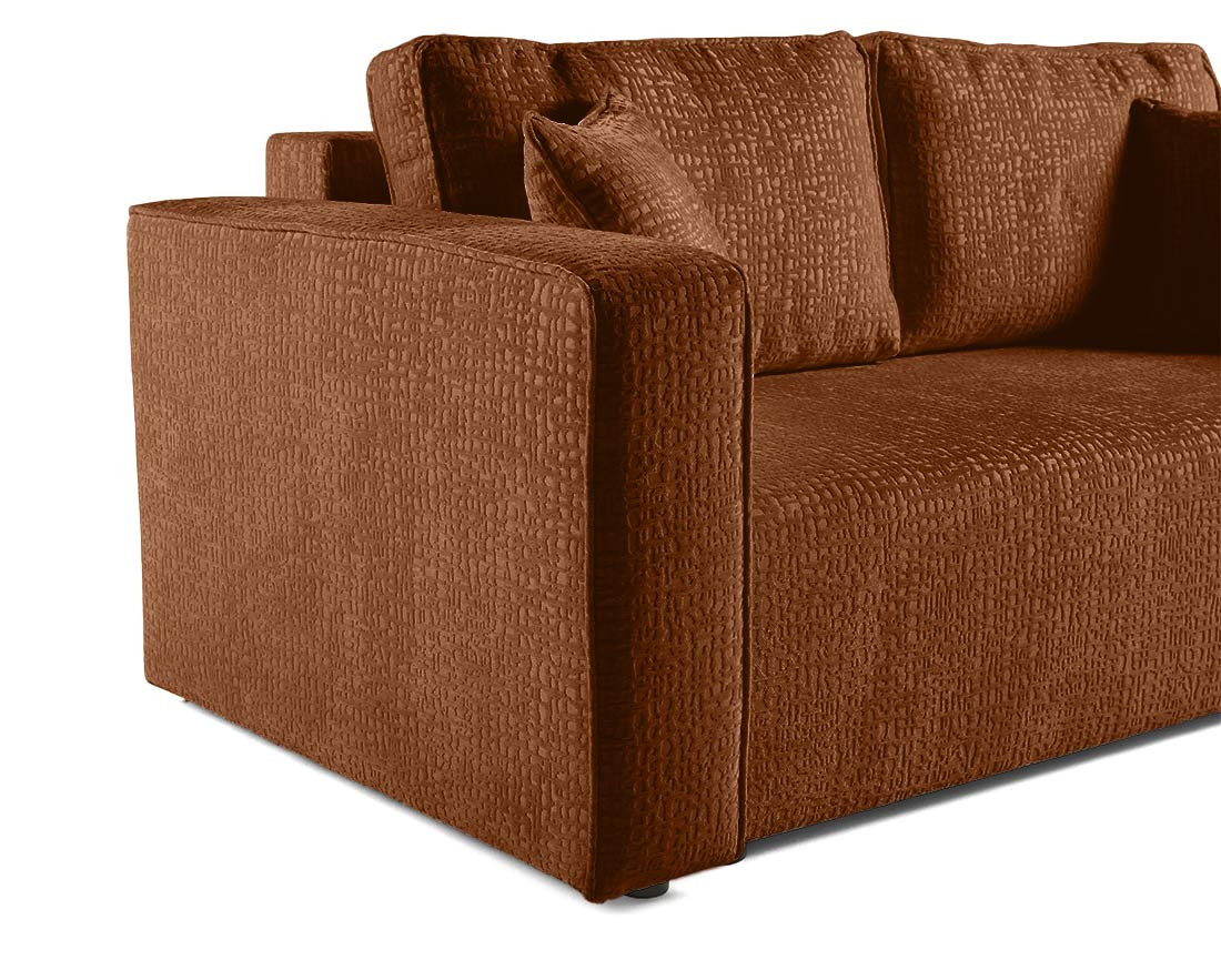 Canapé droit 2 places en tissu velours relief Topaze