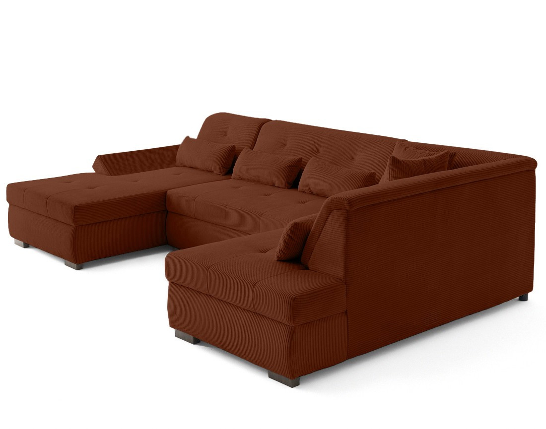 Canapé panoramique d'angle droit 7 places en velours côtelé Vermont S