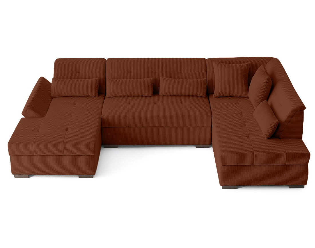 Canapé panoramique d'angle droit 7 places en velours côtelé Vermont S