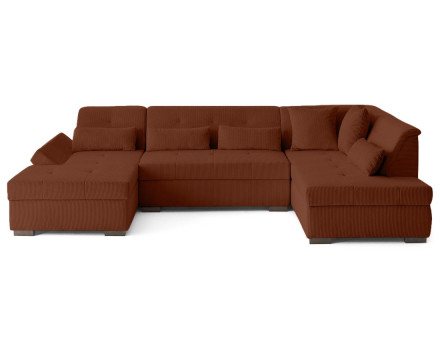 Canapé panoramique d'angle droit 7 places en velours côtelé Vermont S