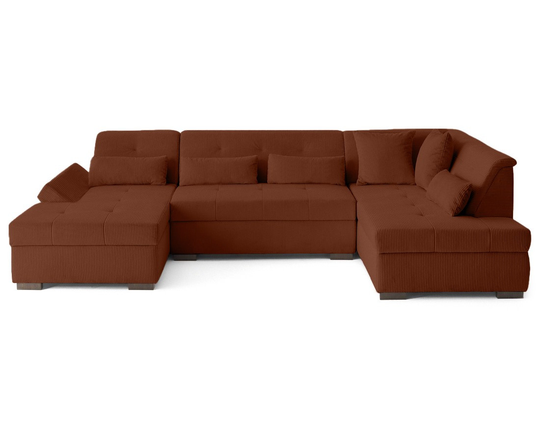 Canapé panoramique d'angle droit 7 places en velours côtelé Vermont S