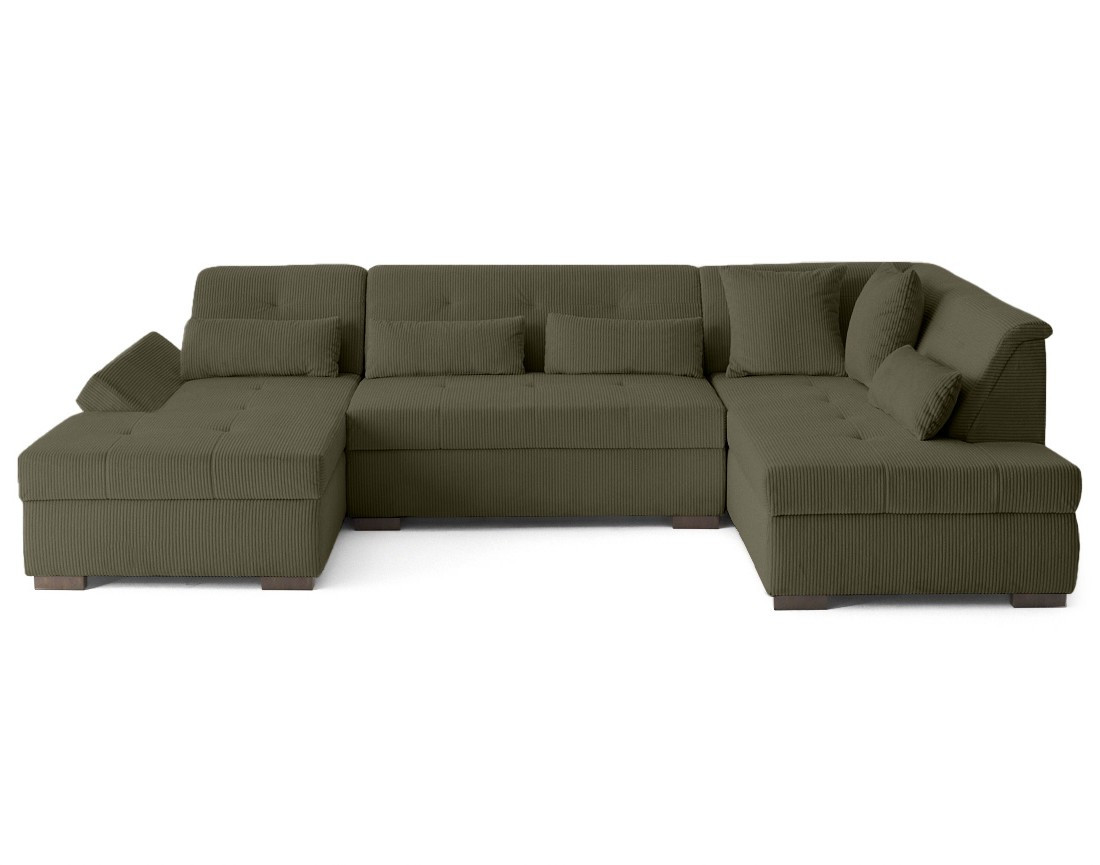 Canapé panoramique d'angle droit 7 places en velours côtelé Vermont S