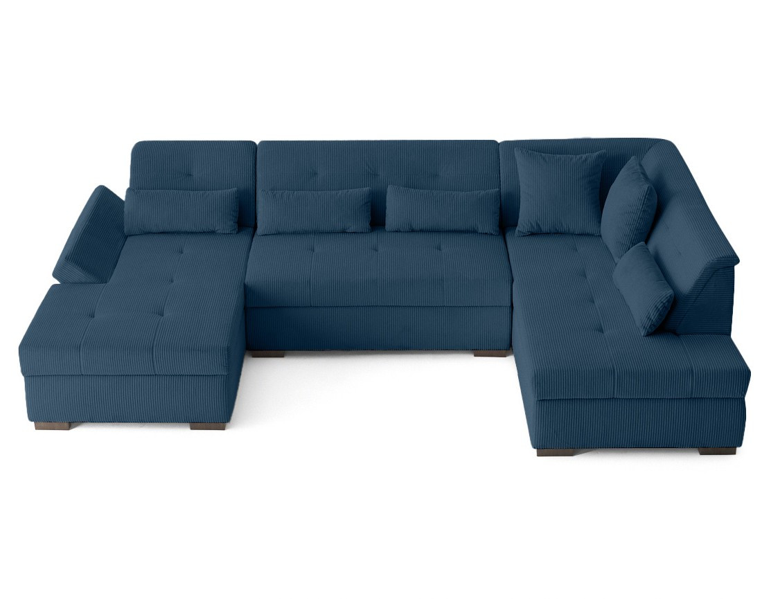 Canapé panoramique d'angle droit 7 places en velours côtelé Vermont S