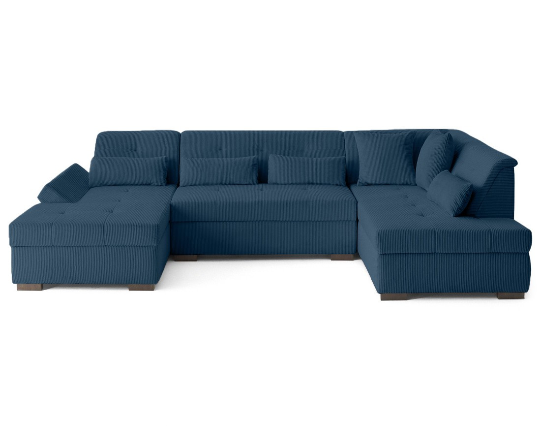 Canapé panoramique d'angle droit 7 places en velours côtelé Vermont S
