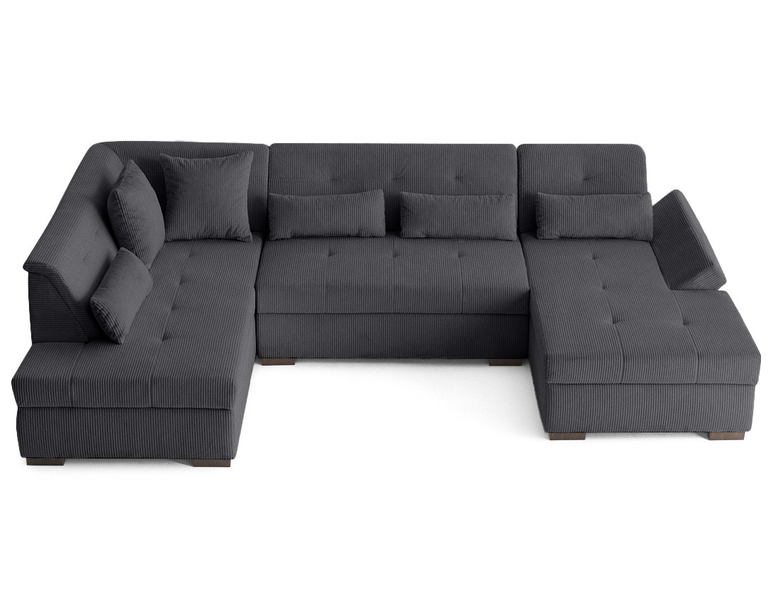 Canapé panoramique d'angle gauche 7 places en velours côtelé Vermont S