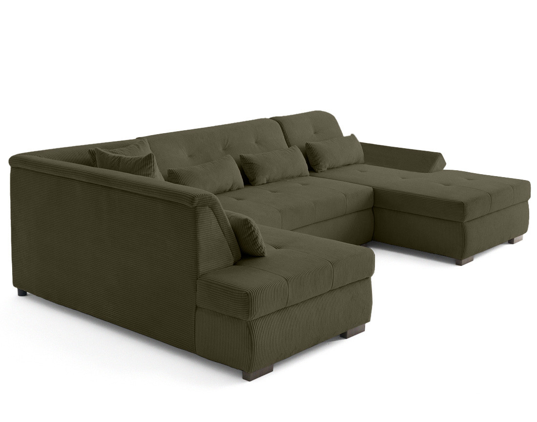 Canapé panoramique d'angle gauche 7 places en velours côtelé Vermont S