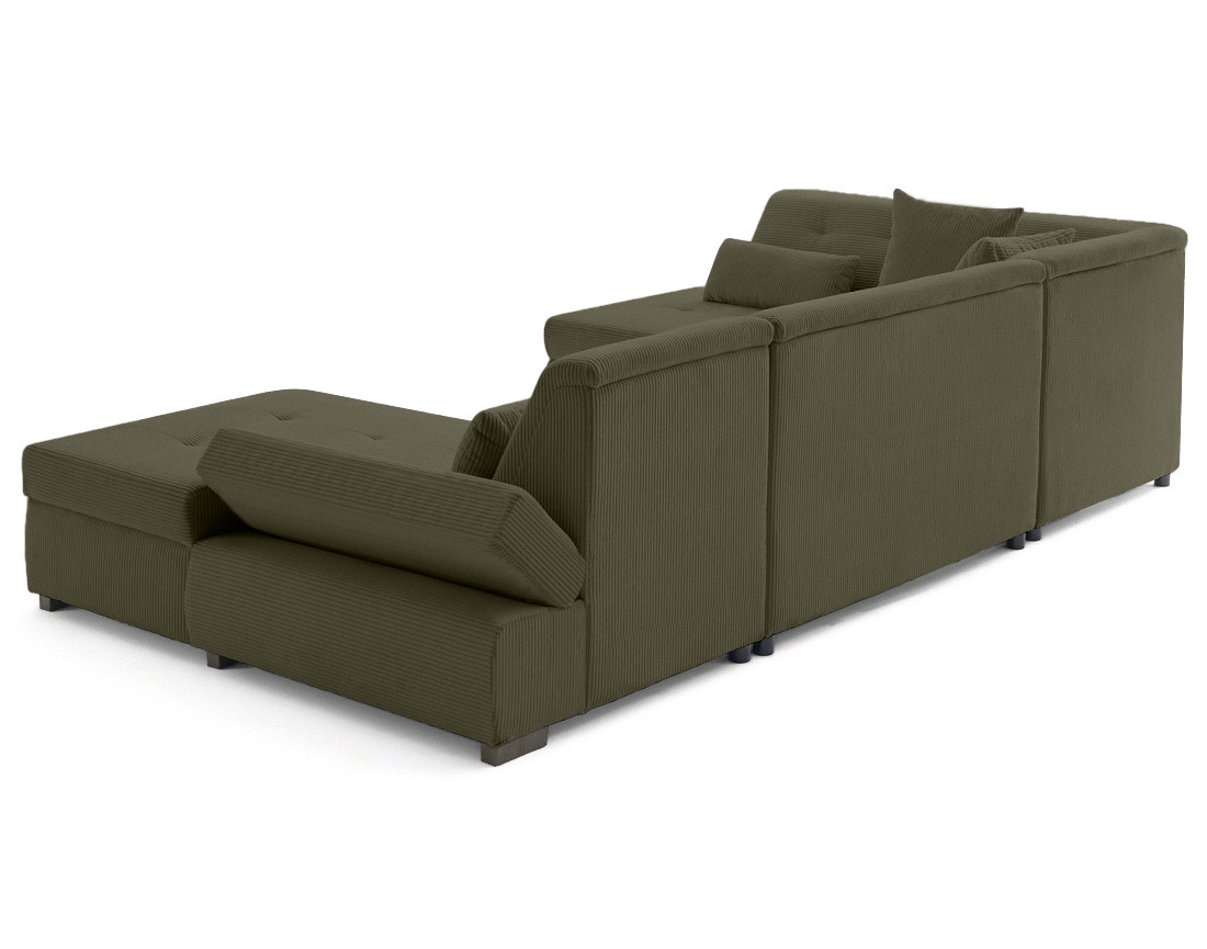 Canapé panoramique d'angle gauche 7 places en velours côtelé Vermont S