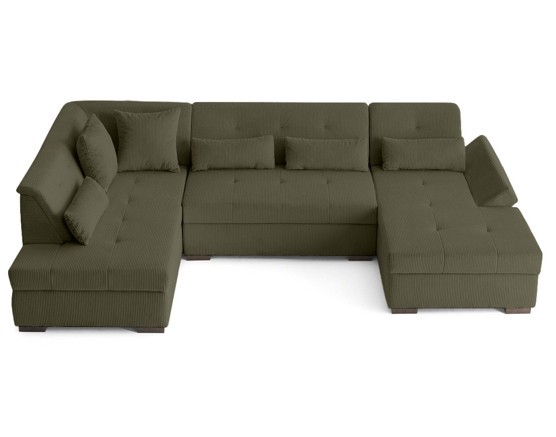 Canapé panoramique d'angle gauche 7 places en velours côtelé Vermont S