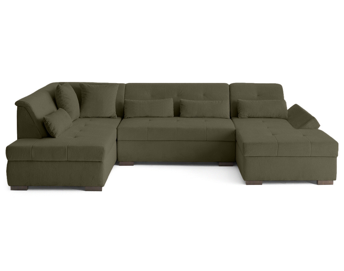 Canapé panoramique d'angle gauche 7 places en velours côtelé Vermont S