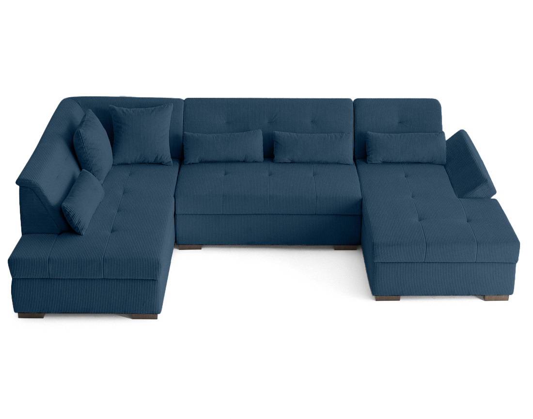 Canapé panoramique d'angle gauche 7 places en velours côtelé Vermont S