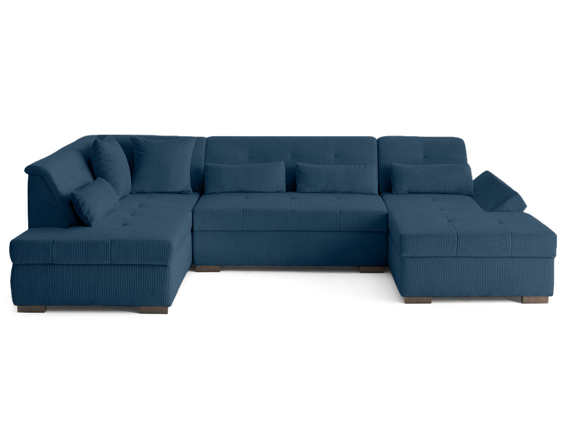 Canapé panoramique d'angle gauche 7 places en velours côtelé Vermont S