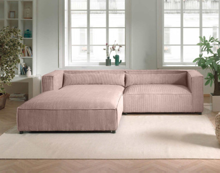Ela - canapé d'angle gauche 4 places - en velours côtelé - style contemporain