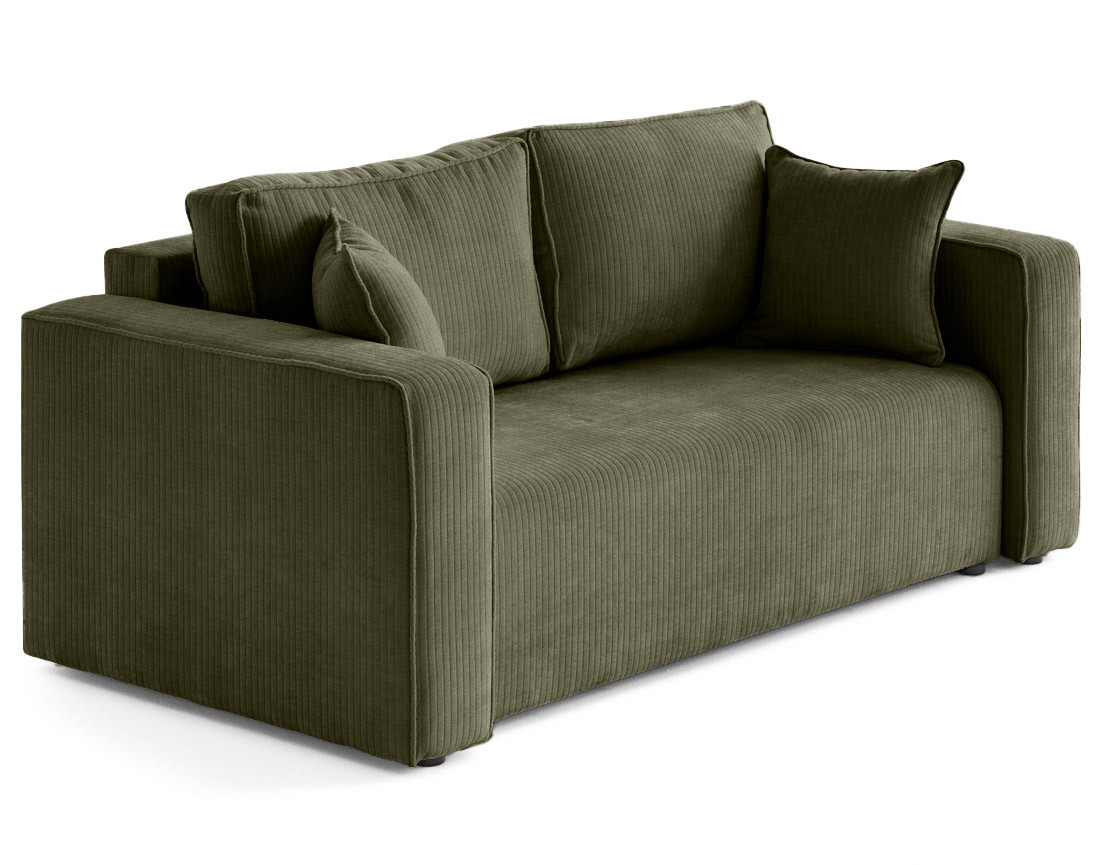 Canapé droit 2 places en velours côtelé plat Topaze