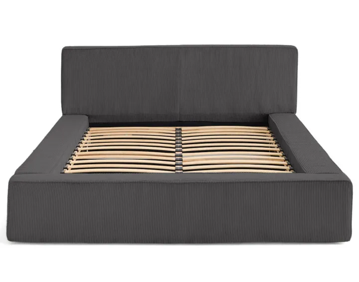 Lit coffre 180x200 cm sommier inclus velours côtelé Topaze