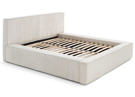Lit coffre 160x200 cm sommier inclus velours côtelé Topaze