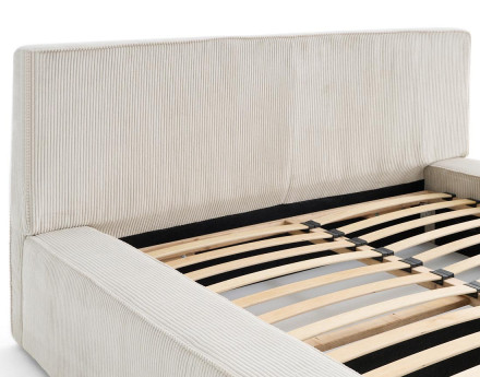 Lit coffre 160x200 cm sommier inclus velours côtelé Topaze