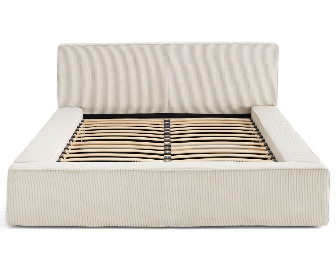 Lit coffre 180x200 cm sommier inclus velours côtelé Topaze
