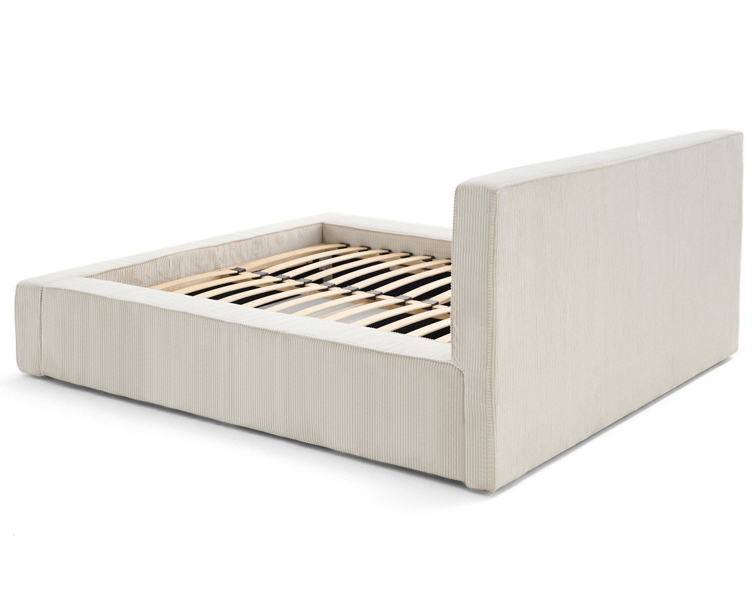 Lit coffre 180x200 cm sommier inclus velours côtelé Topaze