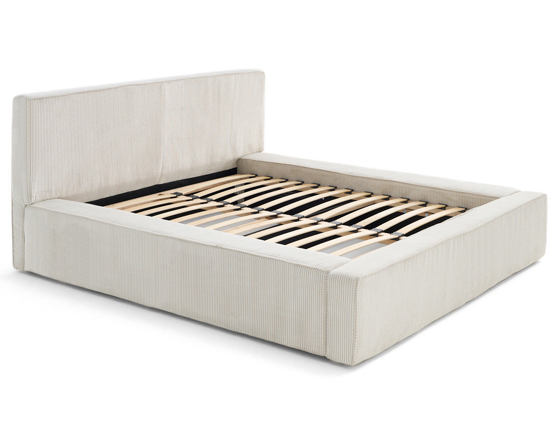Lit coffre 180x200 cm sommier inclus velours côtelé Topaze