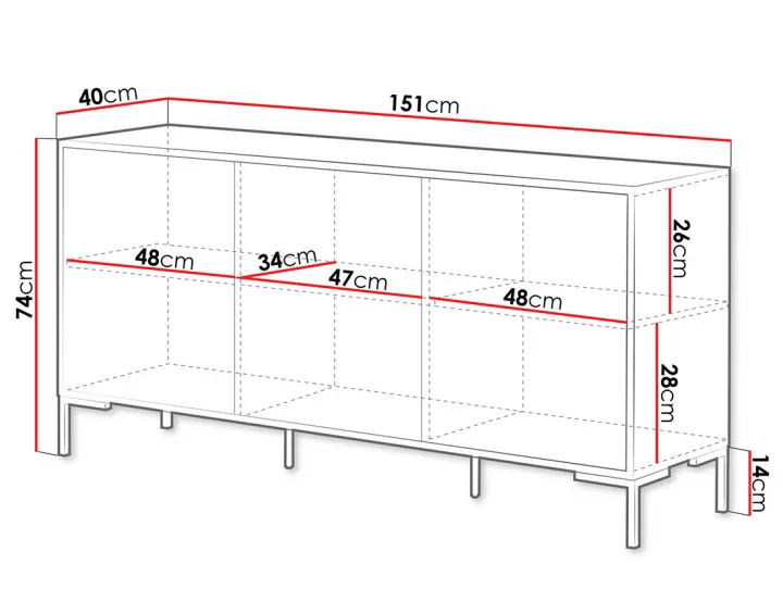 Buffet bas bois et noir 150 cm Cambridge