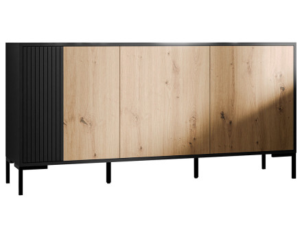 Buffet bas bois et noir 3 portes 150 cm Cambridge