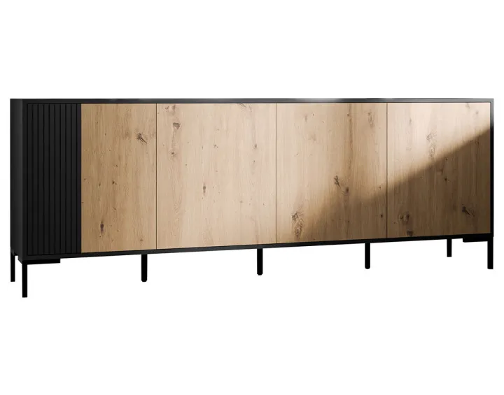 Buffet bas bois et noir 200 cm Cambridge