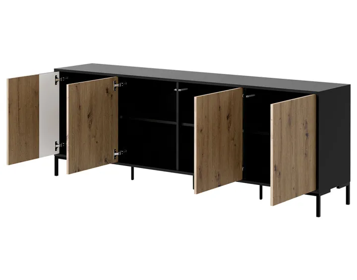 Buffet bas bois et noir 200 cm Cambridge