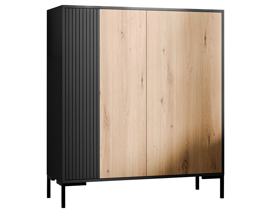 Buffet haut bois et noir 2 portes 129 cm Cambridge