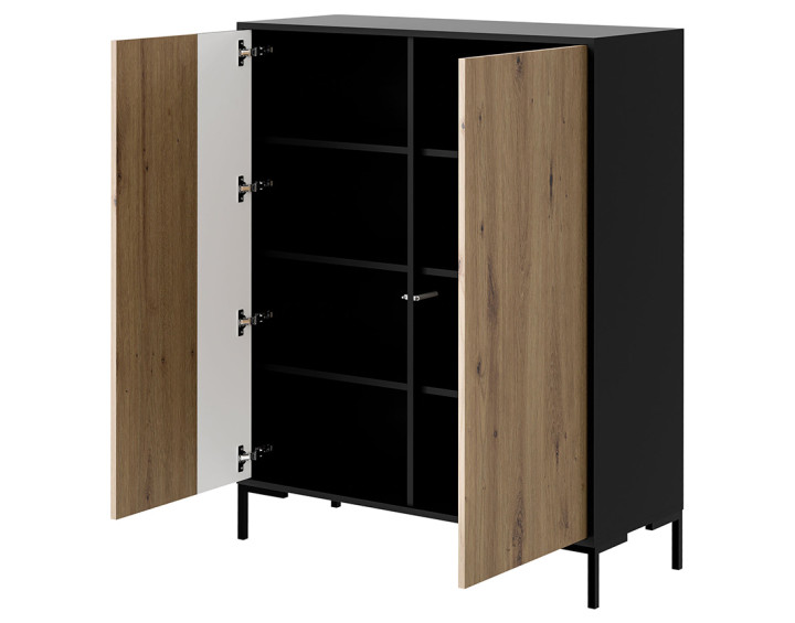 Buffet haut bois et noir 129 cm Cambridge