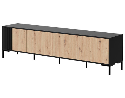Meuble TV bois et noir 4 portes 200 cm Cambridge