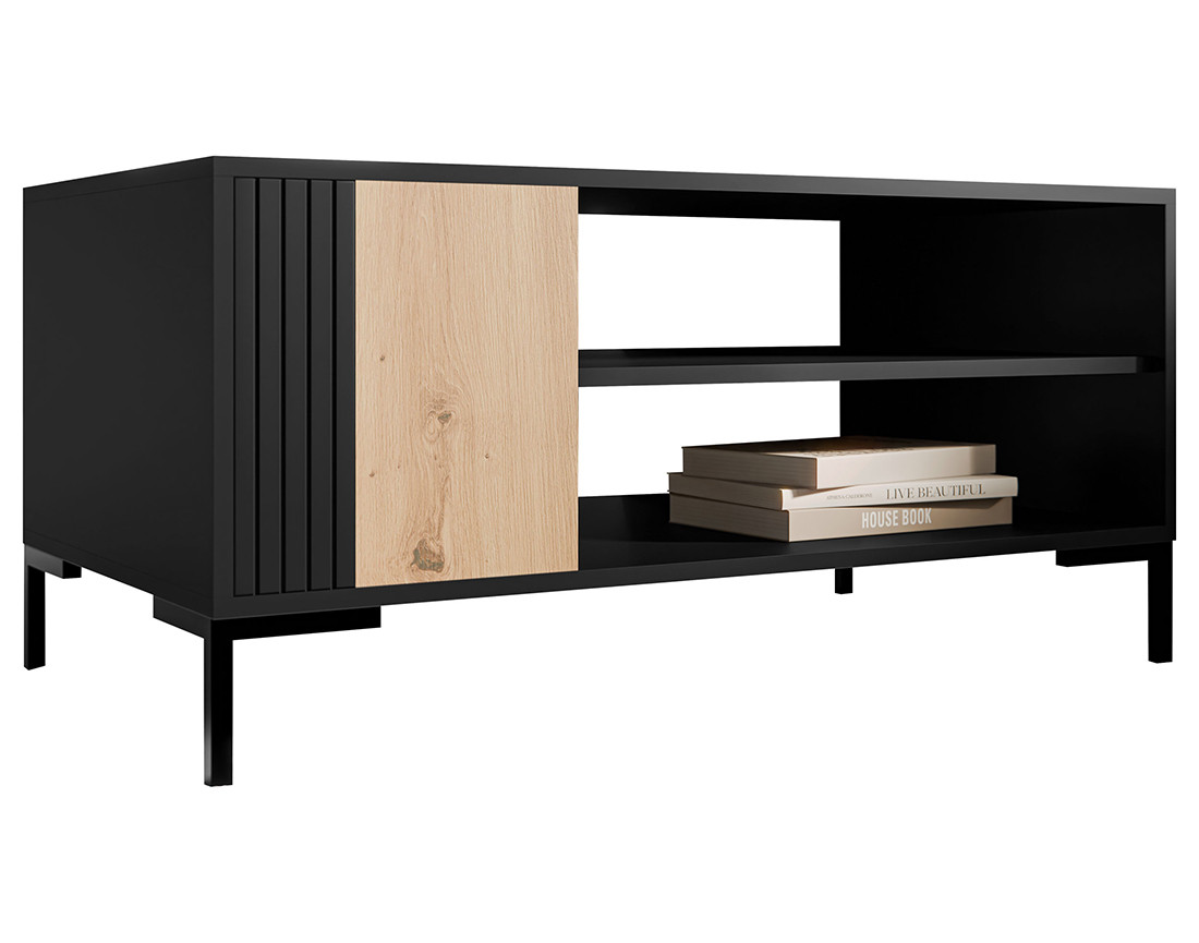 Table basse bois et noir 2 niches 100 cm Cambridge