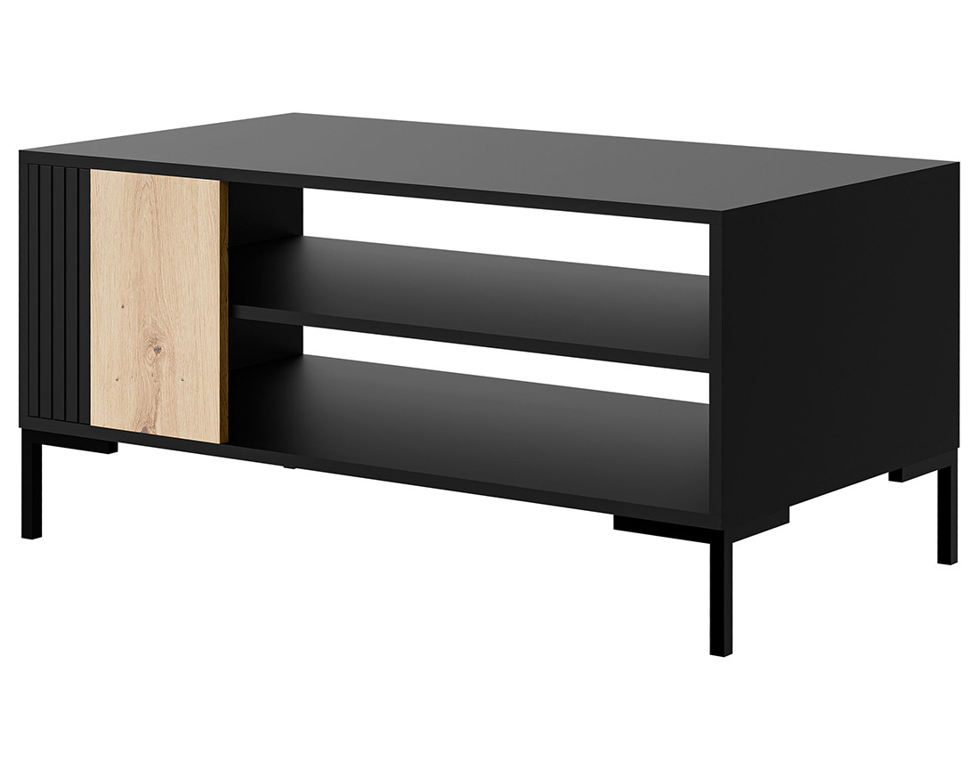 Table basse bois et noir 2 niches 100 cm Cambridge