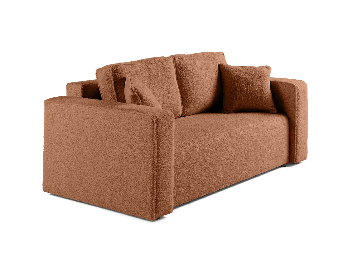 Canapé droit 2 places en tissu bouclette Topaze